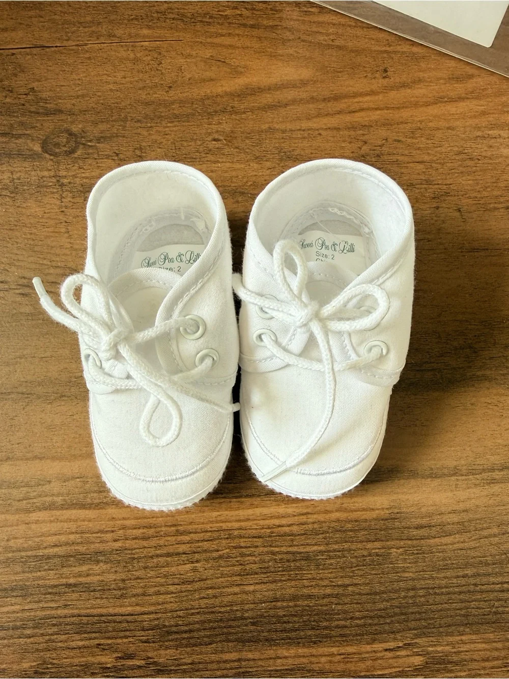 Swea’ Pea & Lilli White Baby Booties for Christening, size 2